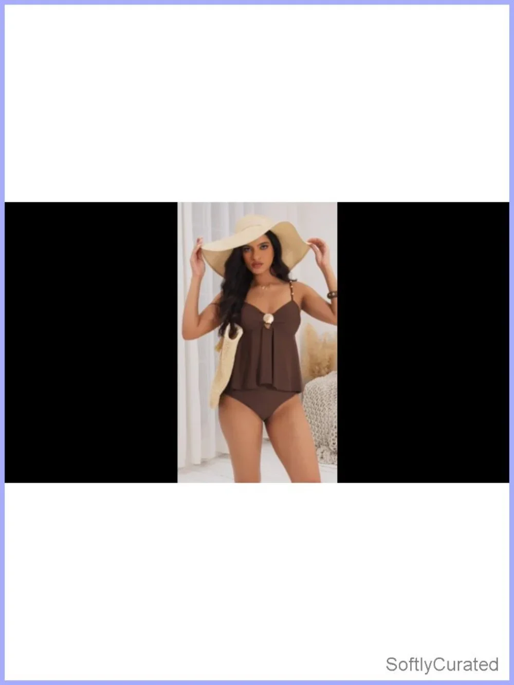 Y2K Cute Tankini Swimsuits Ruffle Flowy High Waisted Two Piece Bathing Suit